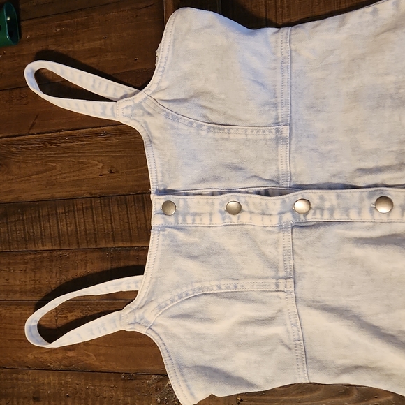 Tinsel Town Stone Wash Denim Dress Button Front Size Medium - Picture 2 of 8